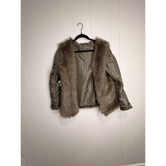 Topshop Jackets & Blazers - Vintage Topshop MultiFox Size 6  Faux Fur Coat Soft Beautiful Dark Green boho